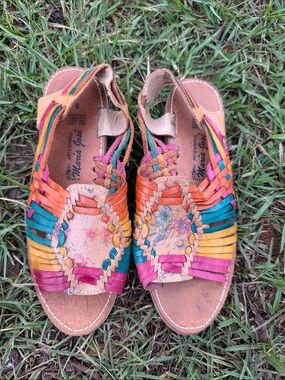 Maria Jose Artesansias -Multicolor Leather Huarache Sandals — Women's 8 (Men’s 5